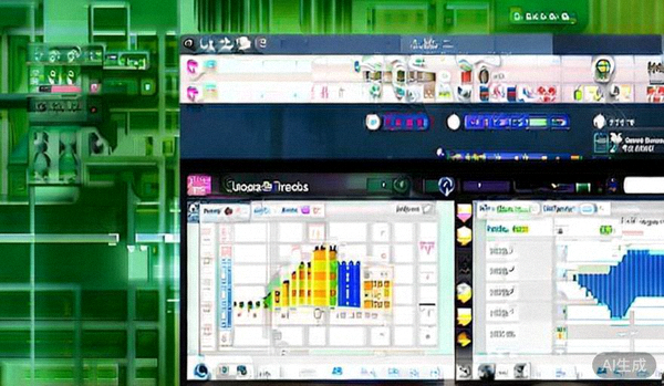电脑屏幕上并排展示多款数据分析软件界面，如Google Trends、Jungle Scout和Helium 10的数据面板